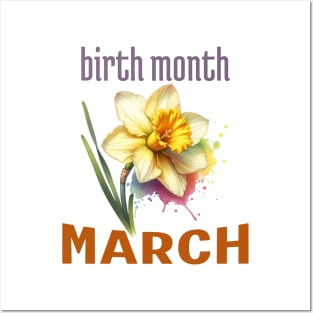 March Birth Month Flower Daffodil Posters and Art